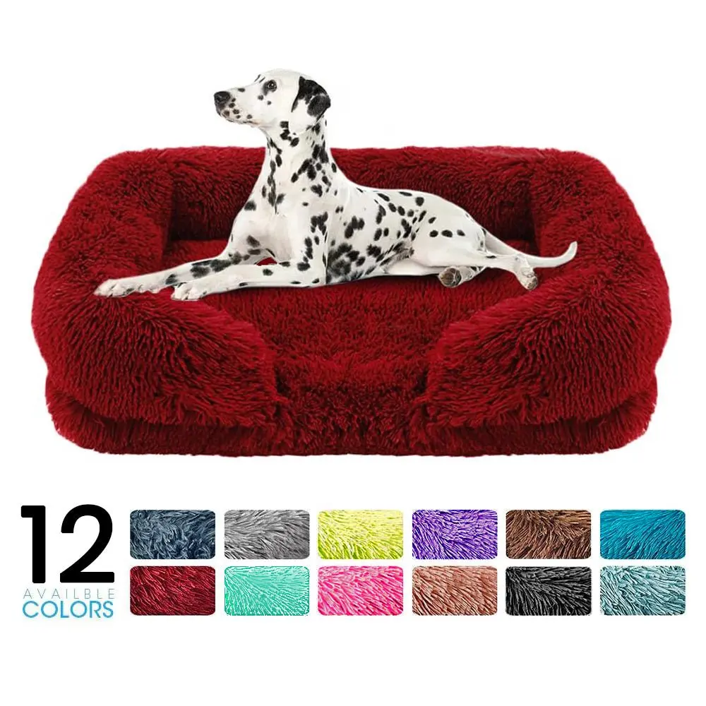 Cozy Plush Dog Sofa Bed Square Beds Washable Warm Pet Cushion Orthopedic Faux Fur Memory Foam 1005006130806606