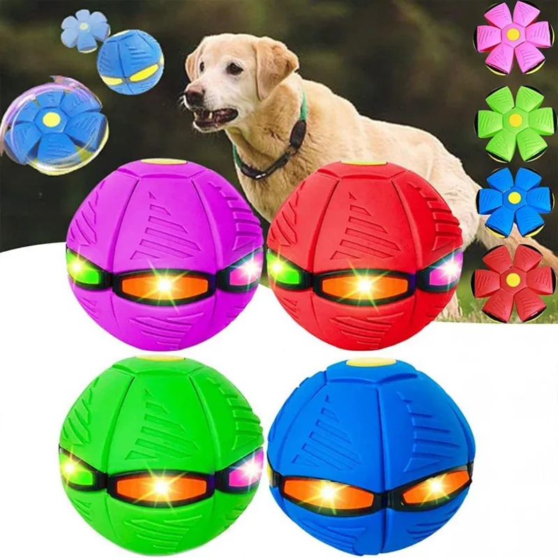 Dog Toys Flying UFO Morph Ball Outdoor Interactive Training Pet Toys Fun Throwing Bouncy Balls 1005006137377617