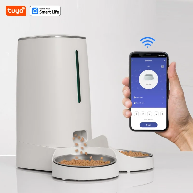 WiFi Automatic Cat Feeders for 2 Cats, 4L Cat Food Dispenser with APP Control 1005006147904646
