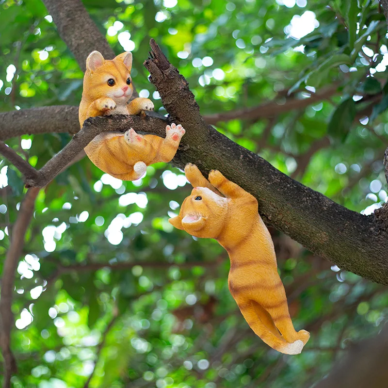 Creative Cartoon Simulation Tree Climbing Cat Pendant Outdoor Garden Courtyard Balcony Landscape 1005006164141158