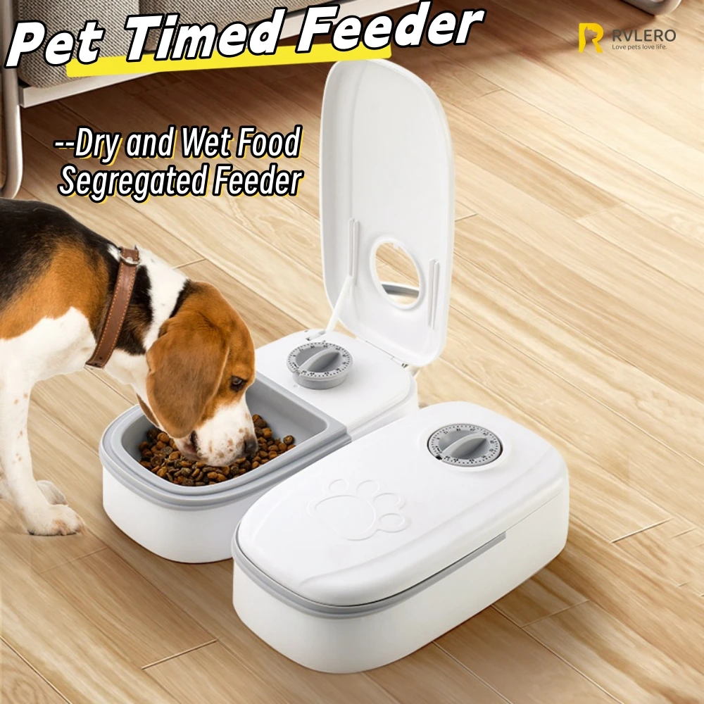 Pet Automatic Feeder Timed Quantification Separate Bowls for Dry Wet Feeding Easy to Clean 1005006173717510