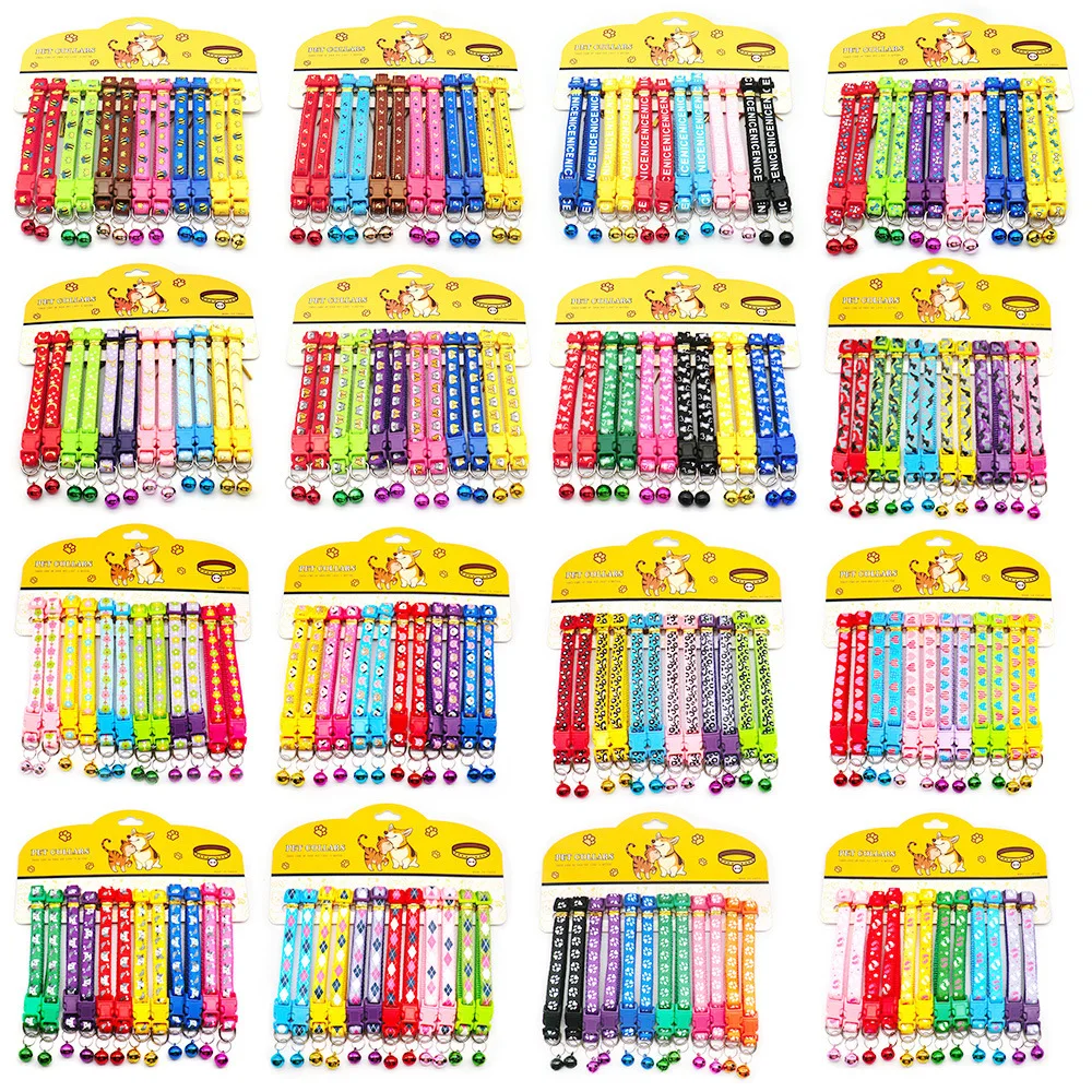 12PCS Wholesale With Bell Collars Delicate Safety Casual Nylon Dog Collar Neck Strap Fashion 1005006175644818