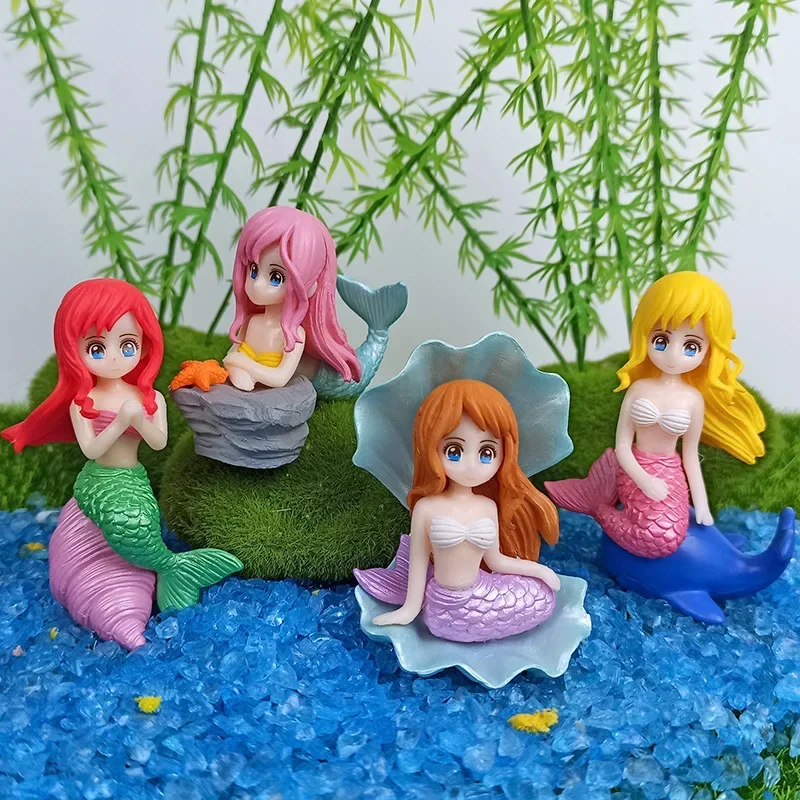 Beautiful Mermaid Aquarium Decorations Colorful Cartoon Mermaid Figurine Fish Tank Ornaments Desk 1005006176493054