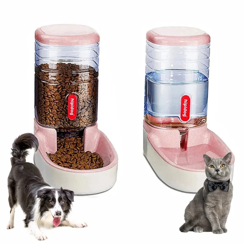 Automatic Dog Cat Feeder and Water Dispenser Gravity Food Feeder and Waterer Set with Pet Food Bowl 1005006178835096