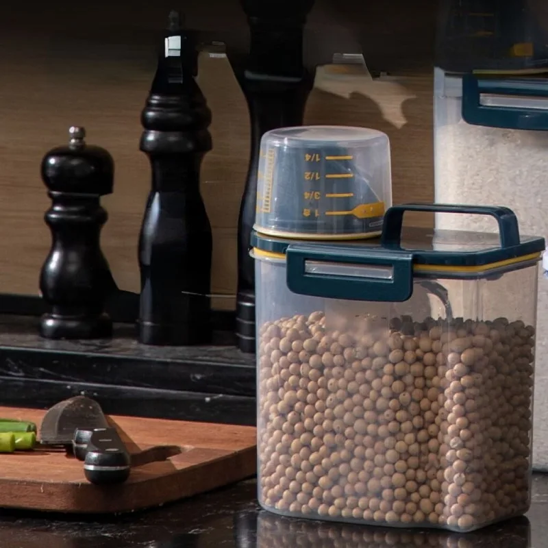 Dog Cat Food Pail Plastic Storage Tank with Measuring Cup Container Moisture-proof Sealed Jar Pet 1005006187106785