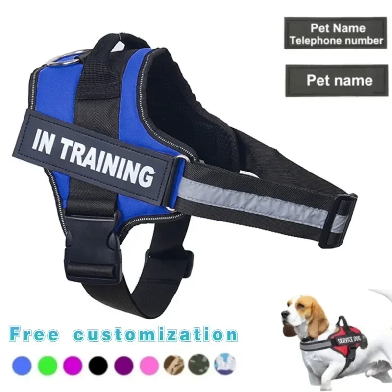 Dog Harness ID Custom Patch Reflective Breathable No Pull Pet Harness Vest Training Dog Accessories 1005006191556705