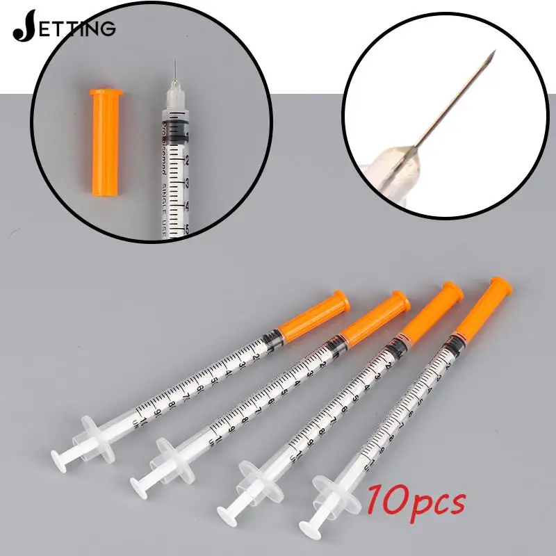 10pcs 1ml Disposable Plastic Veterinary Syringe With Needles For Pet Farm Animal Cat Dog Pig Cattle 1005006209218784