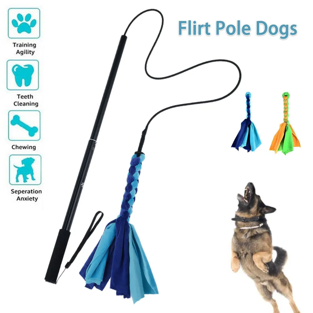 Dogs Flirt Lure Pole Stick Toys Pet Interactive Chasing Tail Teaser Wand Training Chewing Rope Cat 1005006212245004