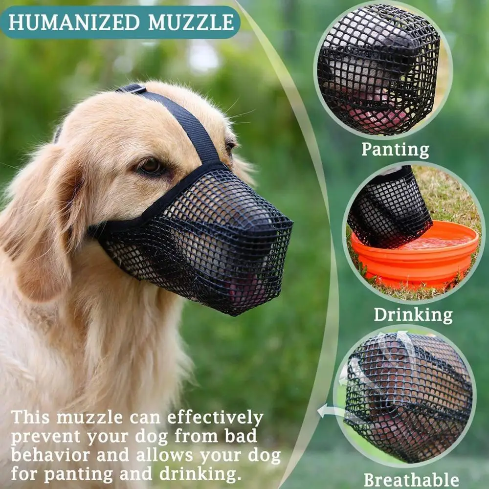 Dog Muzzle, Soft Mesh Covered Muzzle for Bait Protection with Adjustable Straps 1005006214622865