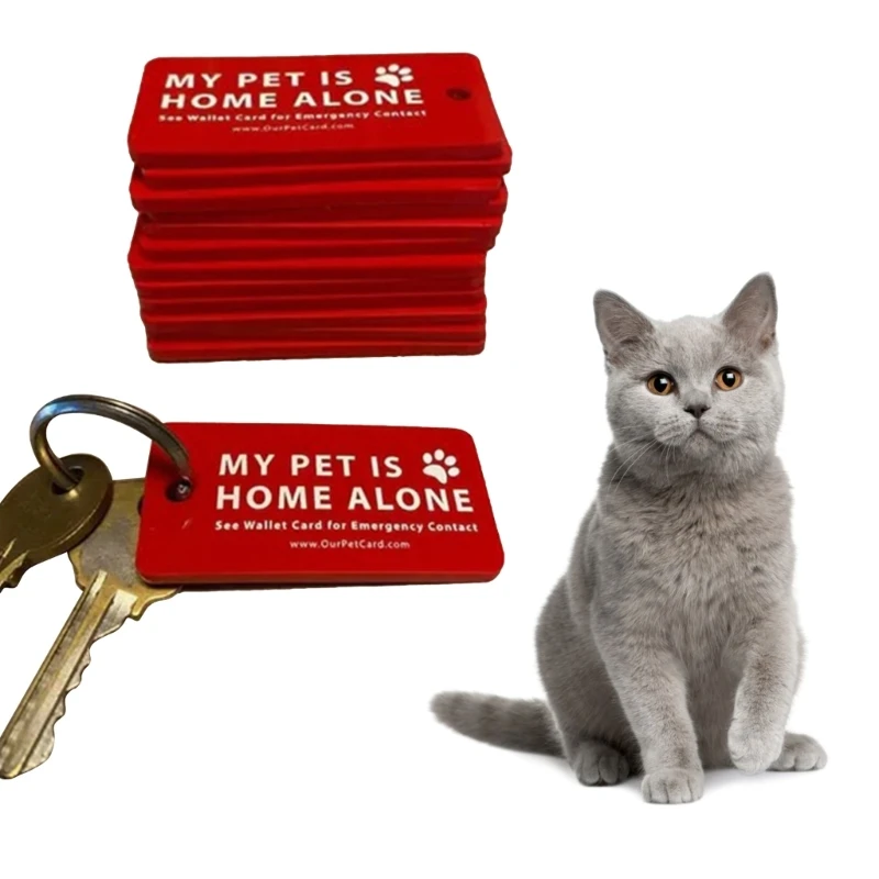 Dog Cat are Home Alone Alert Emergency Card & Key Tags with Emergency Contact Call Cards Pet 1005006215248171