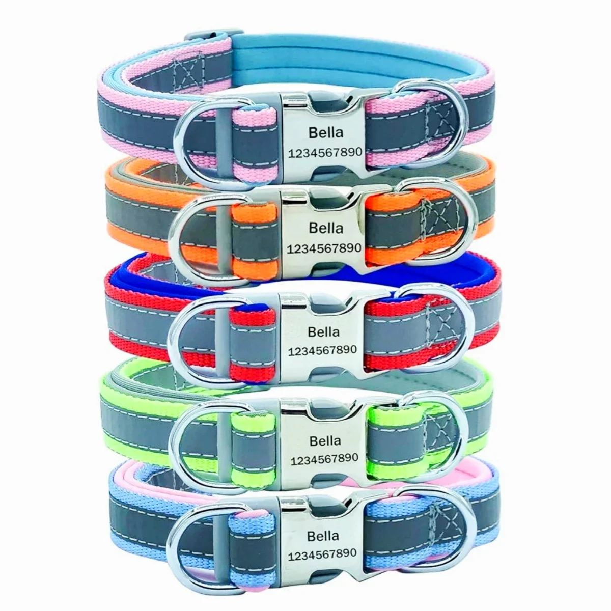 Adjustable Reflective Personalized Dog Collar Free Engraving Custom ID Collars Durable Puppy Collar 1005006225429287