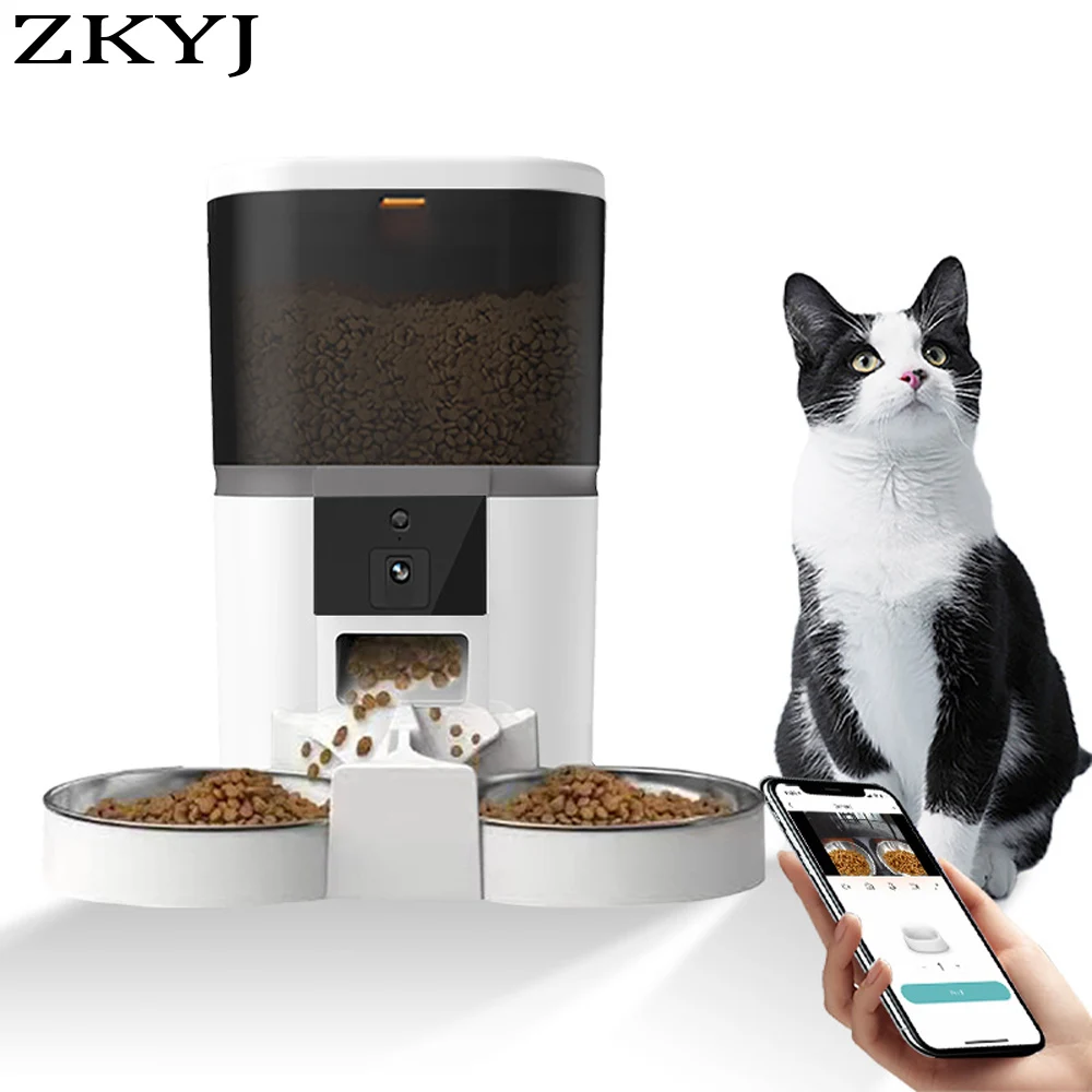 4L With HD Camera Automatic Pet Feeder Cat And Dog Food Automatic Dispenser Suitable For Two Pet 1005006248369270
