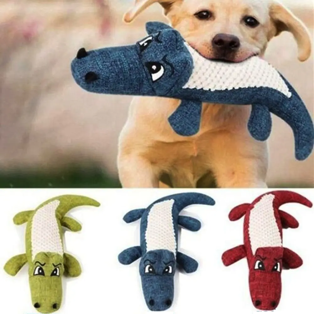 Pet Dog Toy Linen Plush Crocodile Animal Toy Dog Chew Squeaky Noise Toy Cleaning Teeth Supplies Toy 1005006277893417