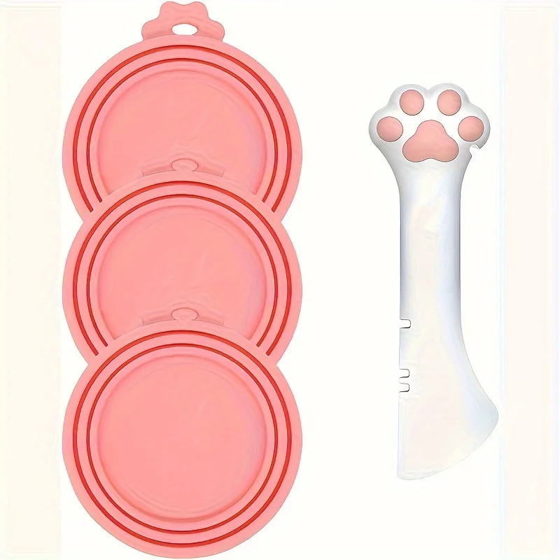 Pet Food Can Lids & One Can Spoon Universal BPA Free Silicone & Covers for Dog Cat Cans (3 Pcs) 1005006285789588