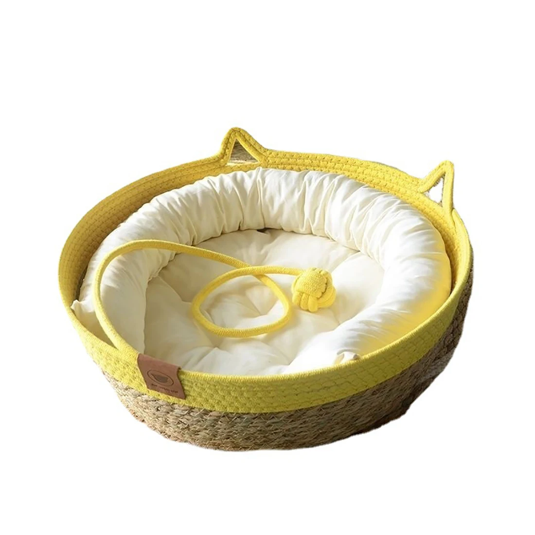 Cat Bed House Dog Kennel Rattan Straw Plaited Kitten Cushion Basket Tent Scratching Board Ball 1005006291649373