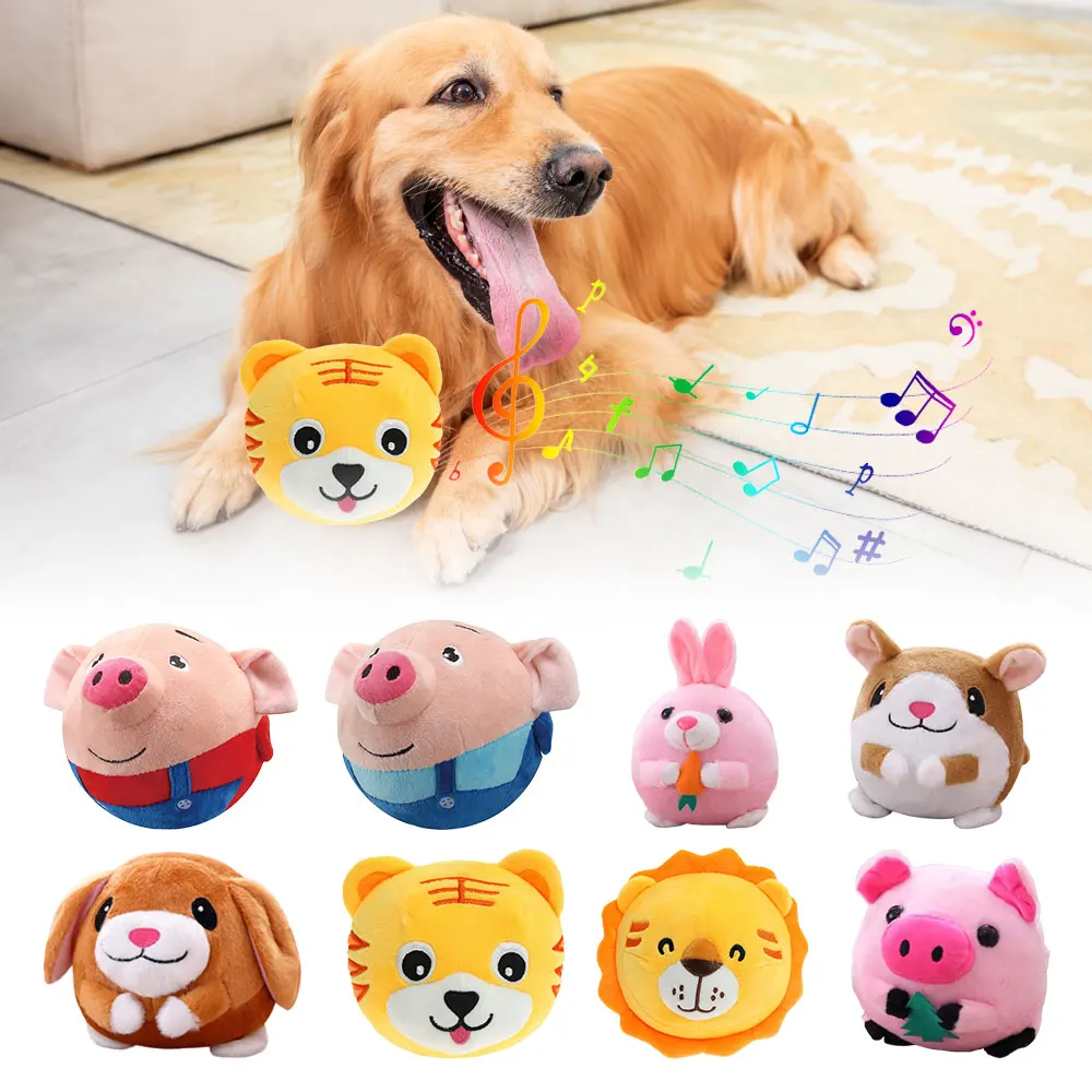 Puppy Ball Active Moving Pet Plush Toy Singing Dog Chewing Squeaker Fluffy Toy 1005006295728775