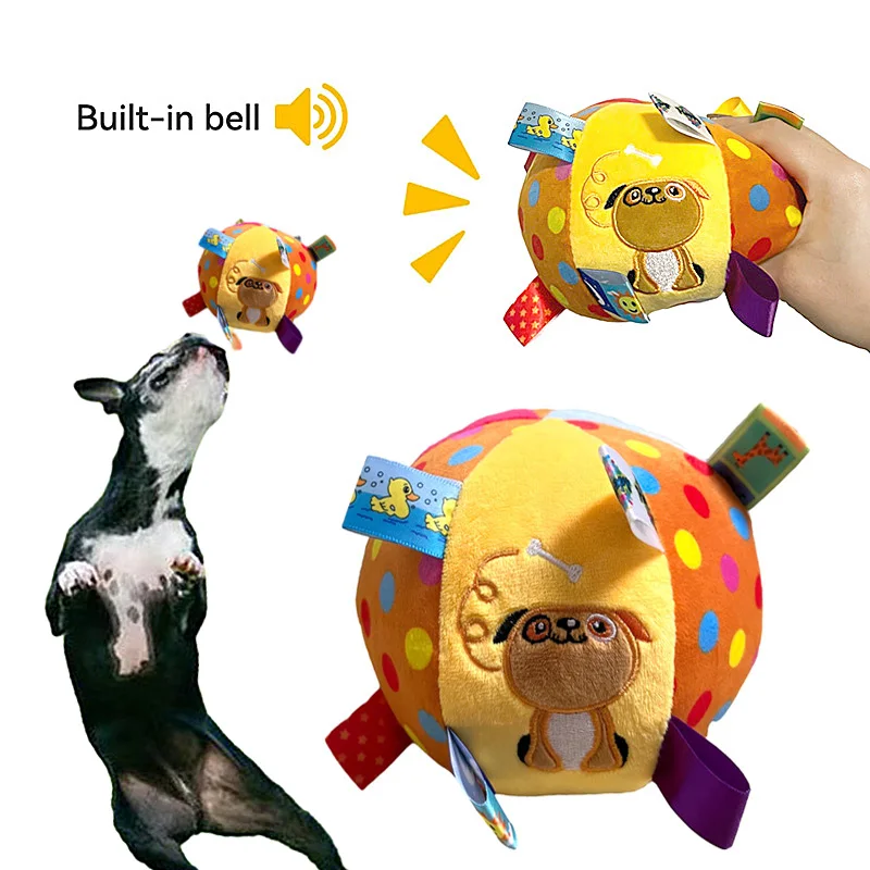 Plush Dog Vocal Toy Ball Funny Interactive Pet Toys with Bells Cleaning Tooth Chew Toy For Small 1005006298660398