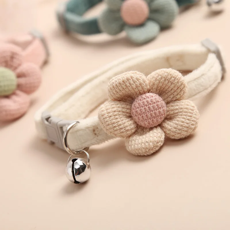 Cat Collar with Cute Flower Adjustable Buckle Bell Collar Cat Small Pet Supplies (1Pc) 1005006303193560