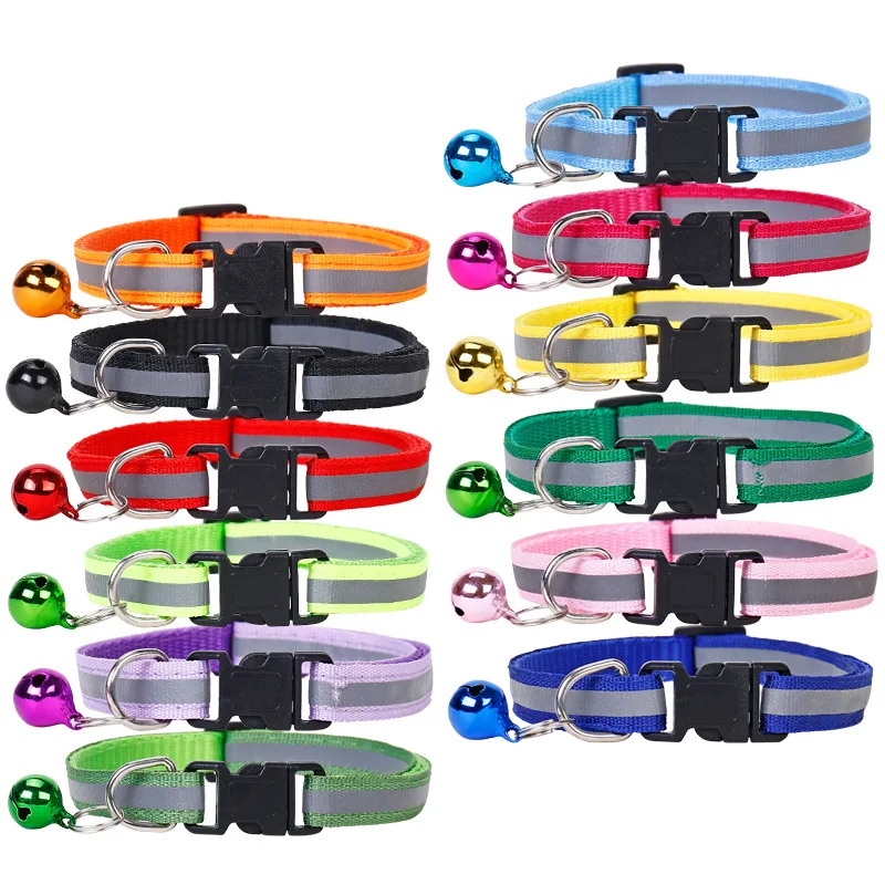 Pet Cat Reflective Collar Safety Buckle Adjustable Custom Personalized Id Free Engraving Nylon (1 Pc) 1005006321544503