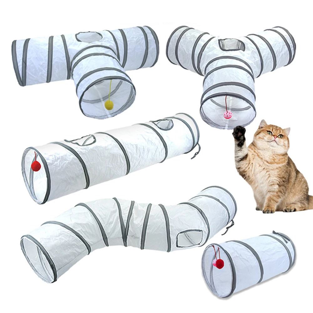 White Cat Tunnel Pet Supplies Funny Kitten Toys Foldable Toys For Cat Pet Training Interactive Fun 1005006332773567