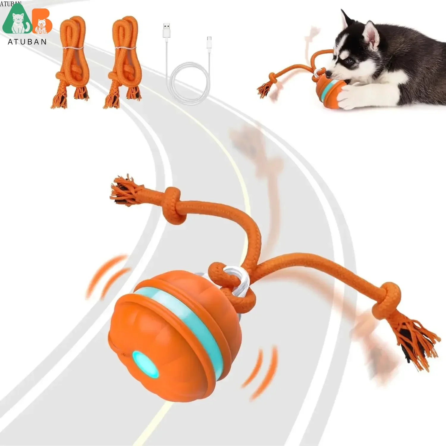 ATUBAN Interactive Dog Toys, Motion Activated Dog Ball, Automatic Rolling Ball Toys for Puppy 1005006333038735
