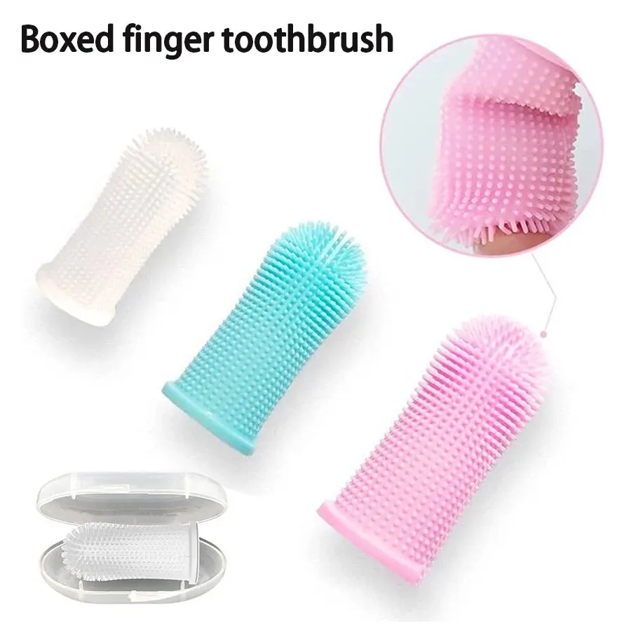 Pet Finger Toothbrush Cleaning Products for Cats and DogsOral Cleaning ToothbrushesSilicone Bristles 1005006334239266