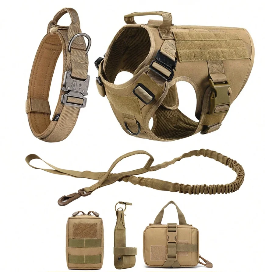 Large Dog Collar Dog Harness And Leash Set Pet Vest Tactical German Shepherd Harnesses For Small 1005006357533992