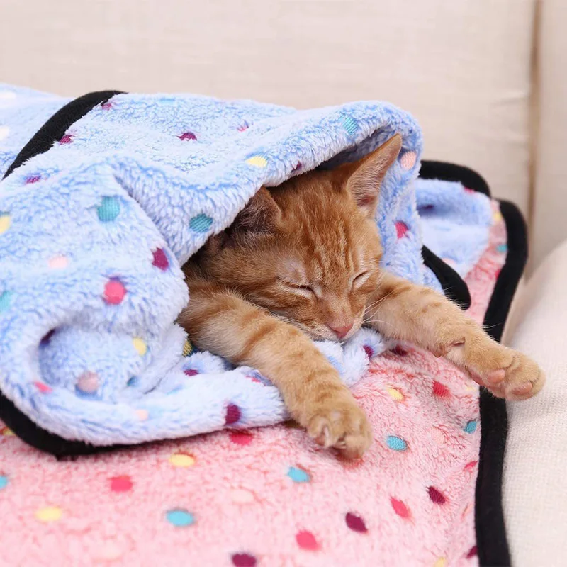 Soft Fluffy Pet Blanket Cute Dot Pattern Cozy Warm Blanket for Cat Dogs Bed Small Large Dogs Mat 1005006363585887