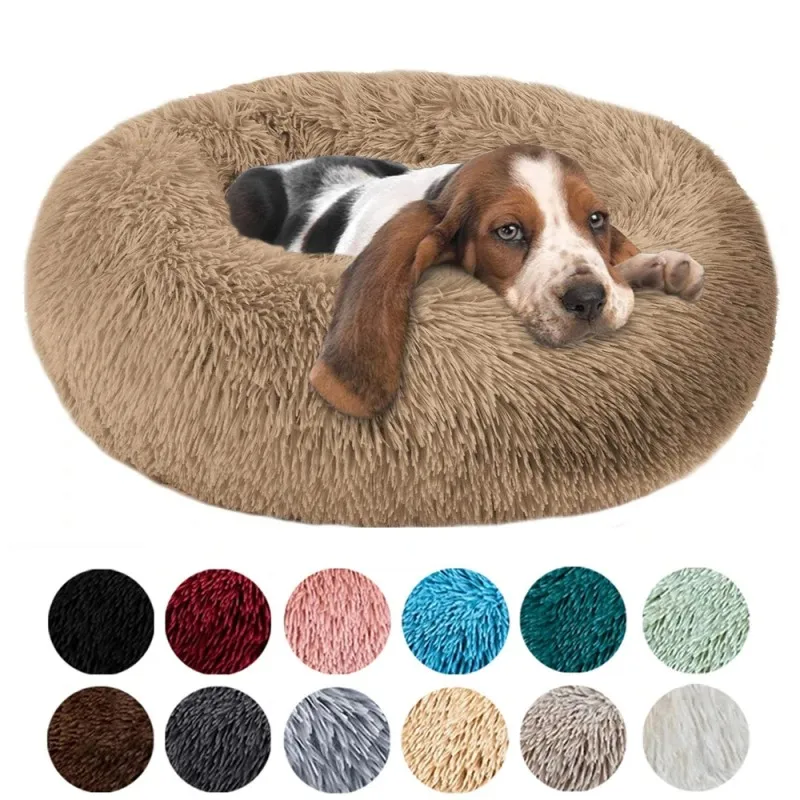 Round Cat Beds House Soft Long Plush Bed For Dogs Basket Pet Products Cushion Cat Bed Cat Mat 1005006370377900