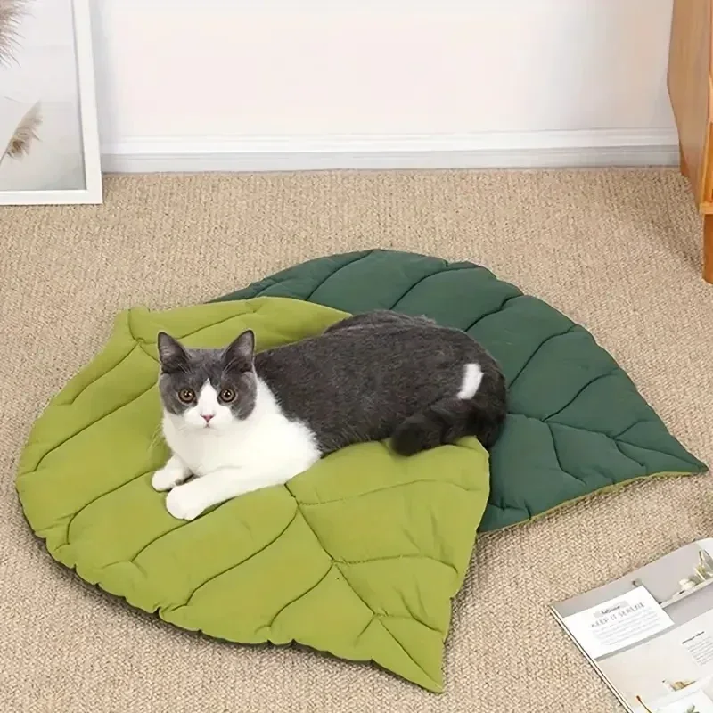 Cat Bed Mat Leaf Shape Pet Blanket Soft Puppy Sleeping Pad Washable Non-Slip Room Decor Floor Rug 1005006381329079