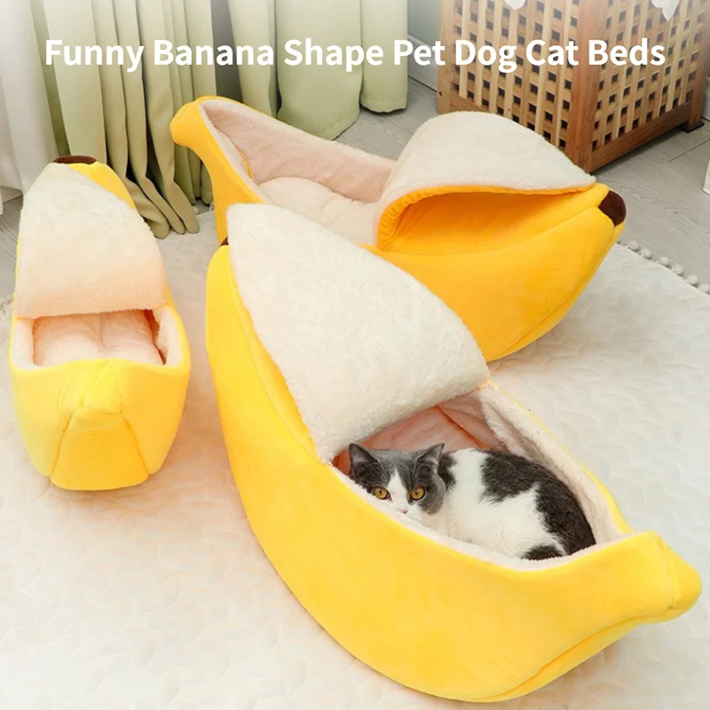 Banana Cat Bed House Funny Cute Cozy Cat Mat Beds Warm Durable Portable Pet Basket Kennel Dog 1005006388143961