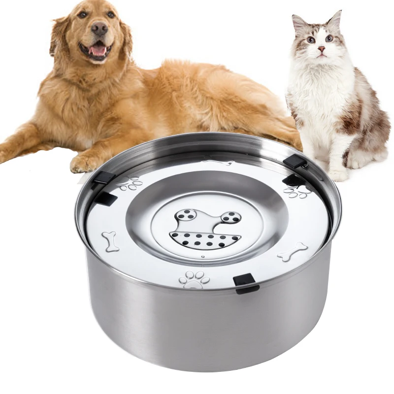 Big Capacity Stainless Steel Dog Floating Bowl, No Spill Anti-Splash Dog Water Dispenser 1005006400738473