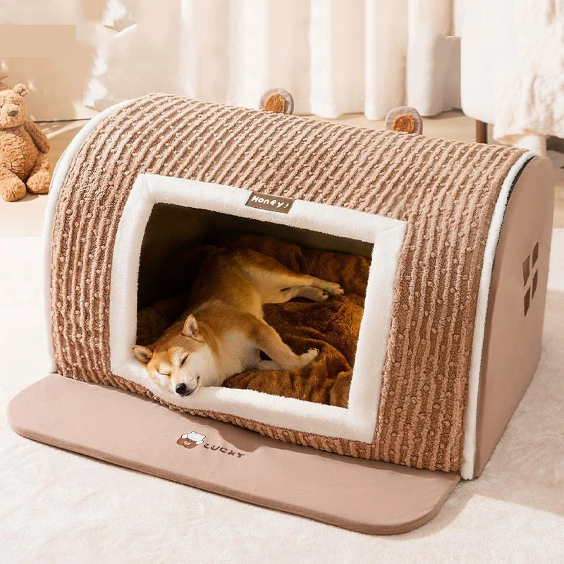 Indoor Dog House Soft Cozy Pet Sleeping Bed Hole Removable Warm Cat Kennel Non-Slip Mat for Kitten 1005006412994083