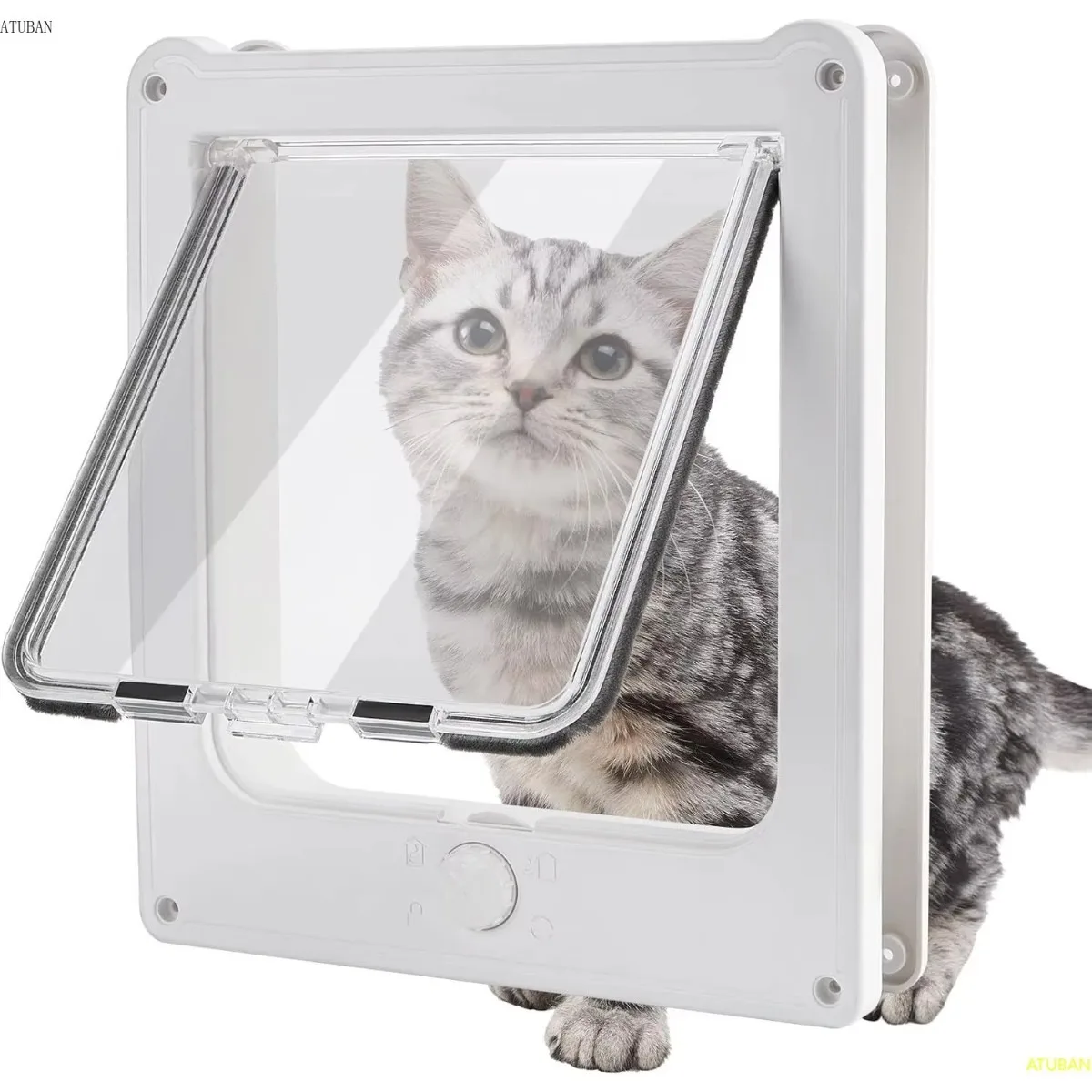 Interior Cat Door 4 Way Rotary Lock Magnetic Closure Indoor Pet Door for Up to 20lbs Cats and 1005006422731103