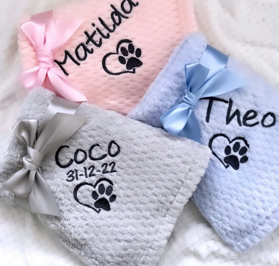 Dog / Cat Blanket- Personalised Dog Blanket, Puppy Blanket, Paw Print Blanket 1005006430604447