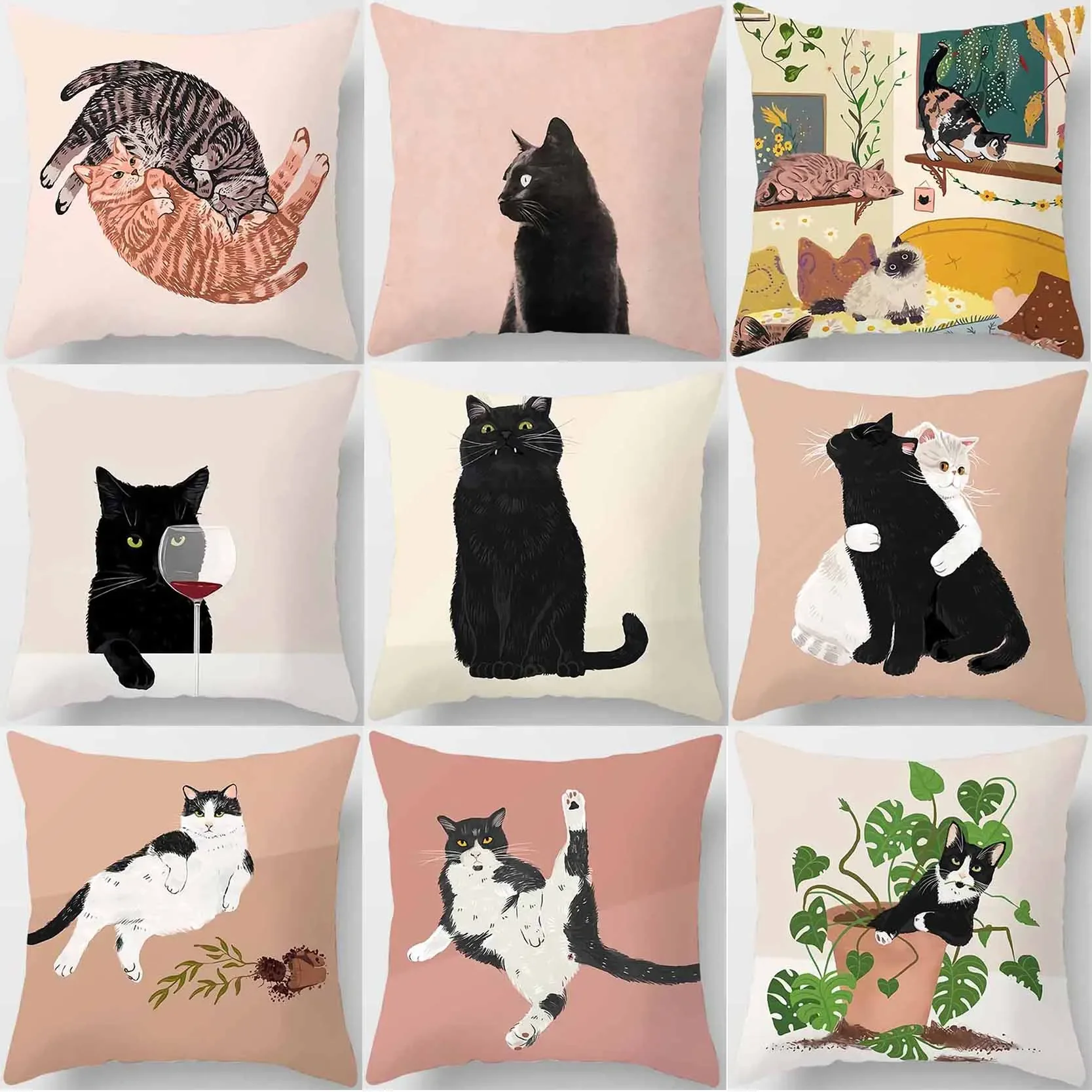 Cat Is Leisure Life Square Pillowcase, Used for Home Decoration, Car Sofa Cushion Cover45cm*45cm 1005006434777612