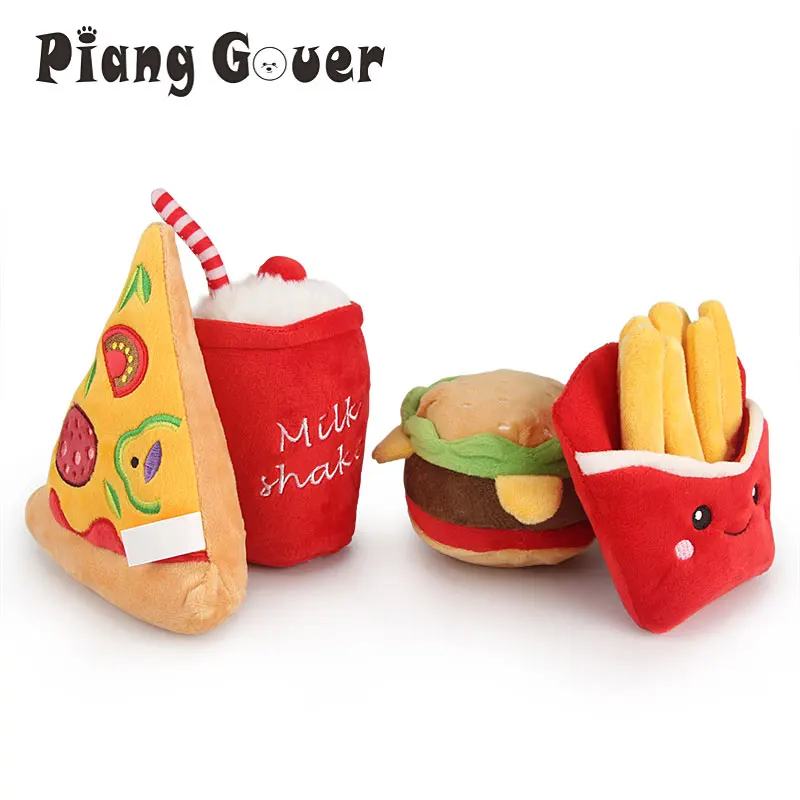 Fries Burger Shape Small Dog Toy Pizza Puppy Sound Pet Toy Dogs Chew Squeak Toys 1005006435561678