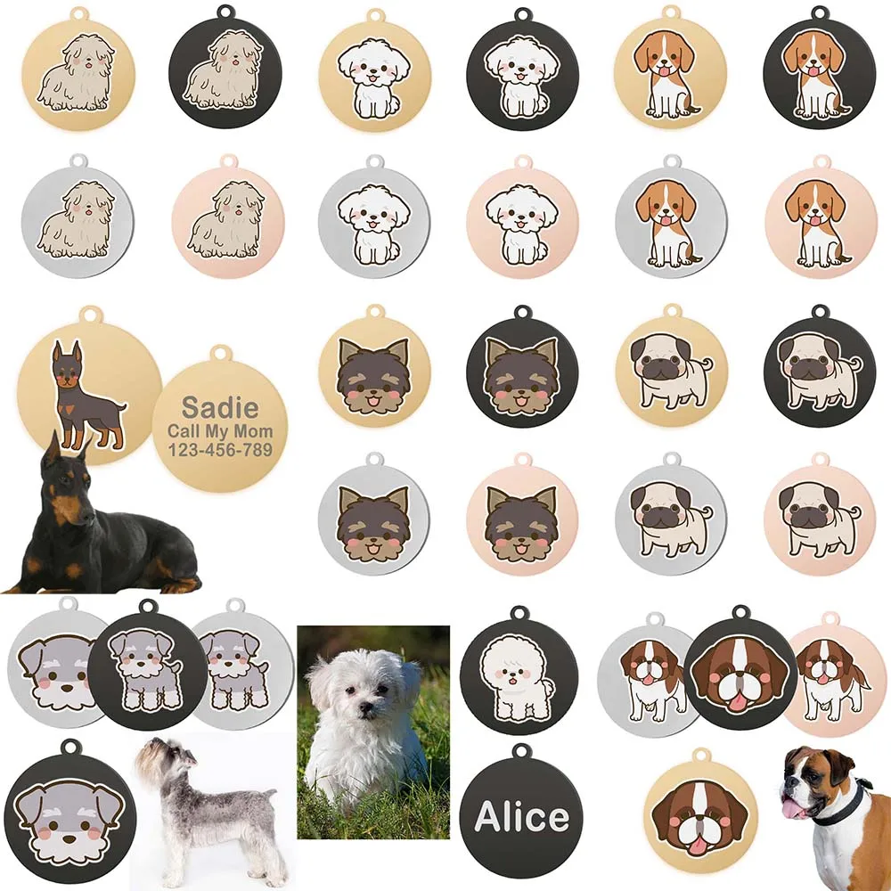 Customized Dog Name Tag Personalized Uv Inkjet Printing Custom ID Nameplate Address Telephone 1005006480547589