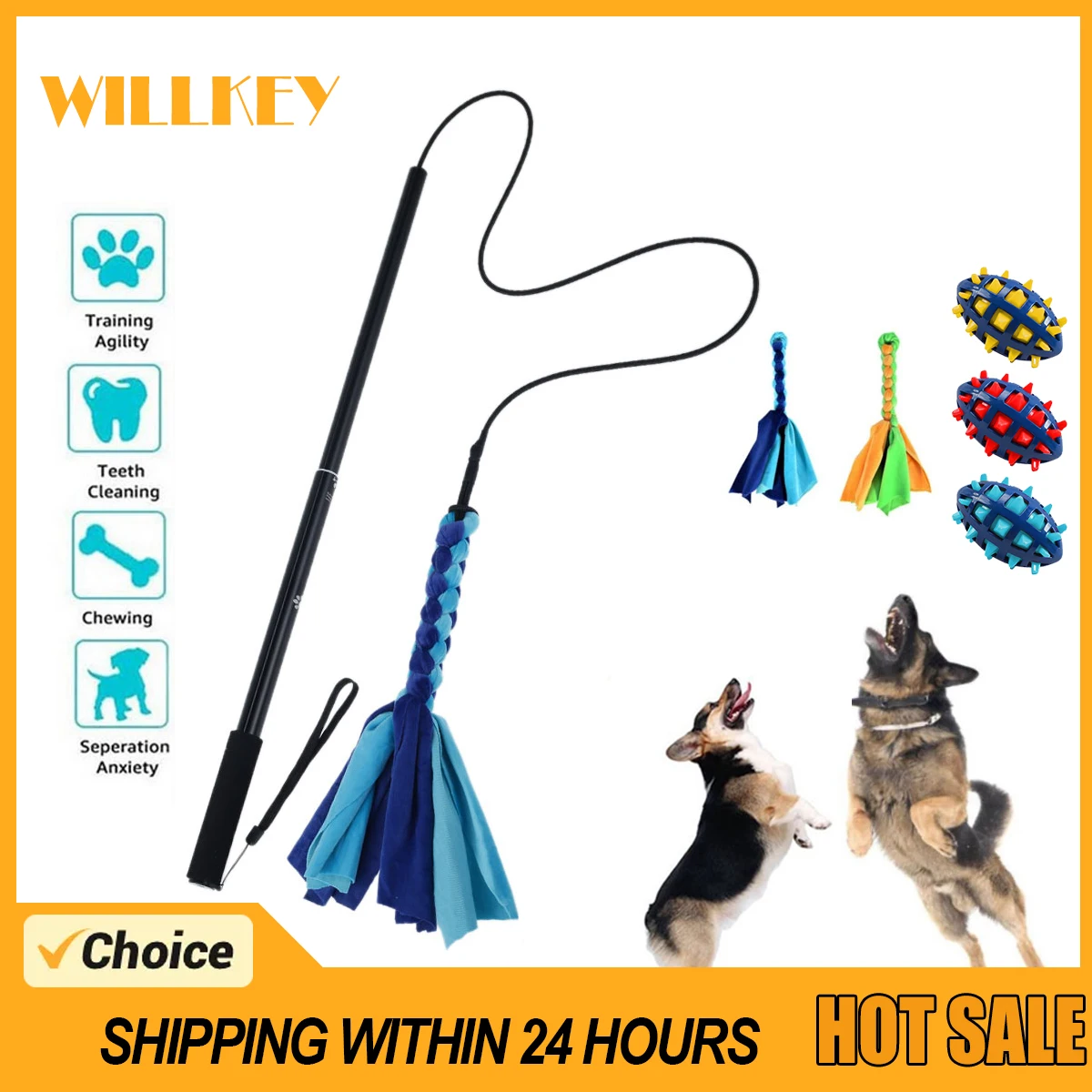 Retractable Dog Stick Interactive Dog Toys Extendable Flirt Pole Funny Chasing Tail Teaser And 1005006488260806