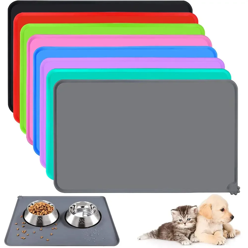 Cat Dog Food Mat For Pet Feeding Bowl Floors Waterproof Non Slip, Silicone Pet Bowl Mat, High-Lipped 1005006495201778