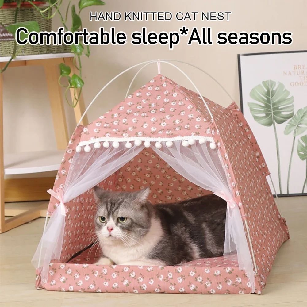 Foldable Pet Tent Bed House Cozy Products for Accessories Nest Comfy Calming Cat Beds Small Dogs 1005006604175073