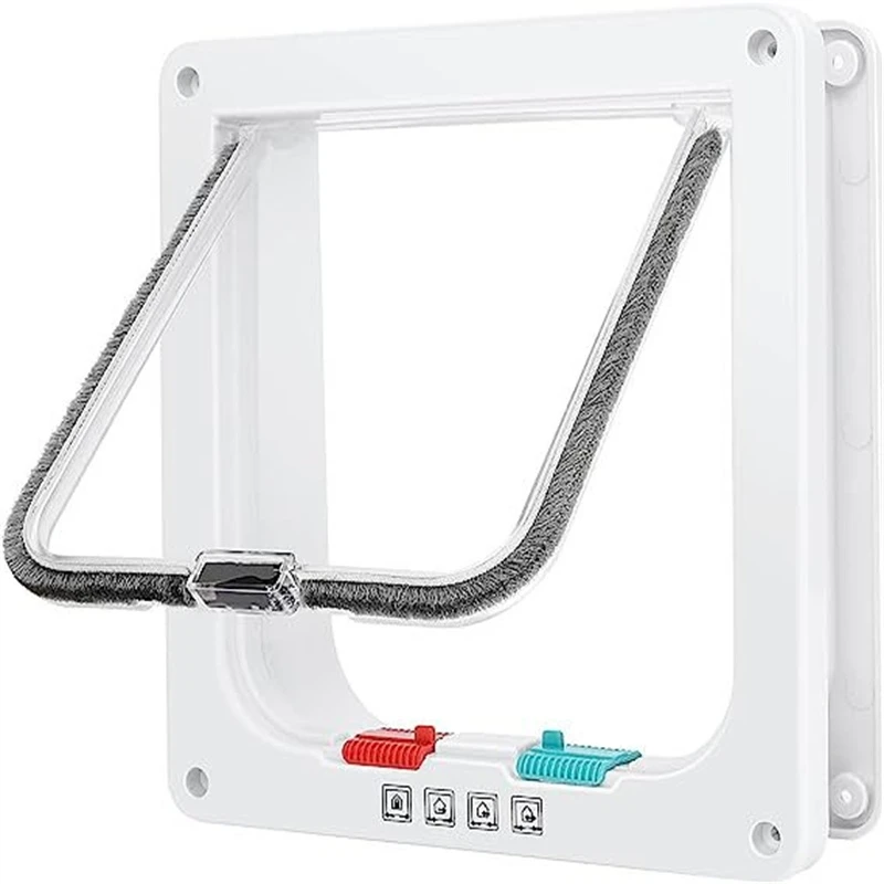 Dog Cat Flap Door For Dog Cat Kitten With 4 Way Lock Security Flap Door Cat Puppy Safety Gate Small 1005006619899623
