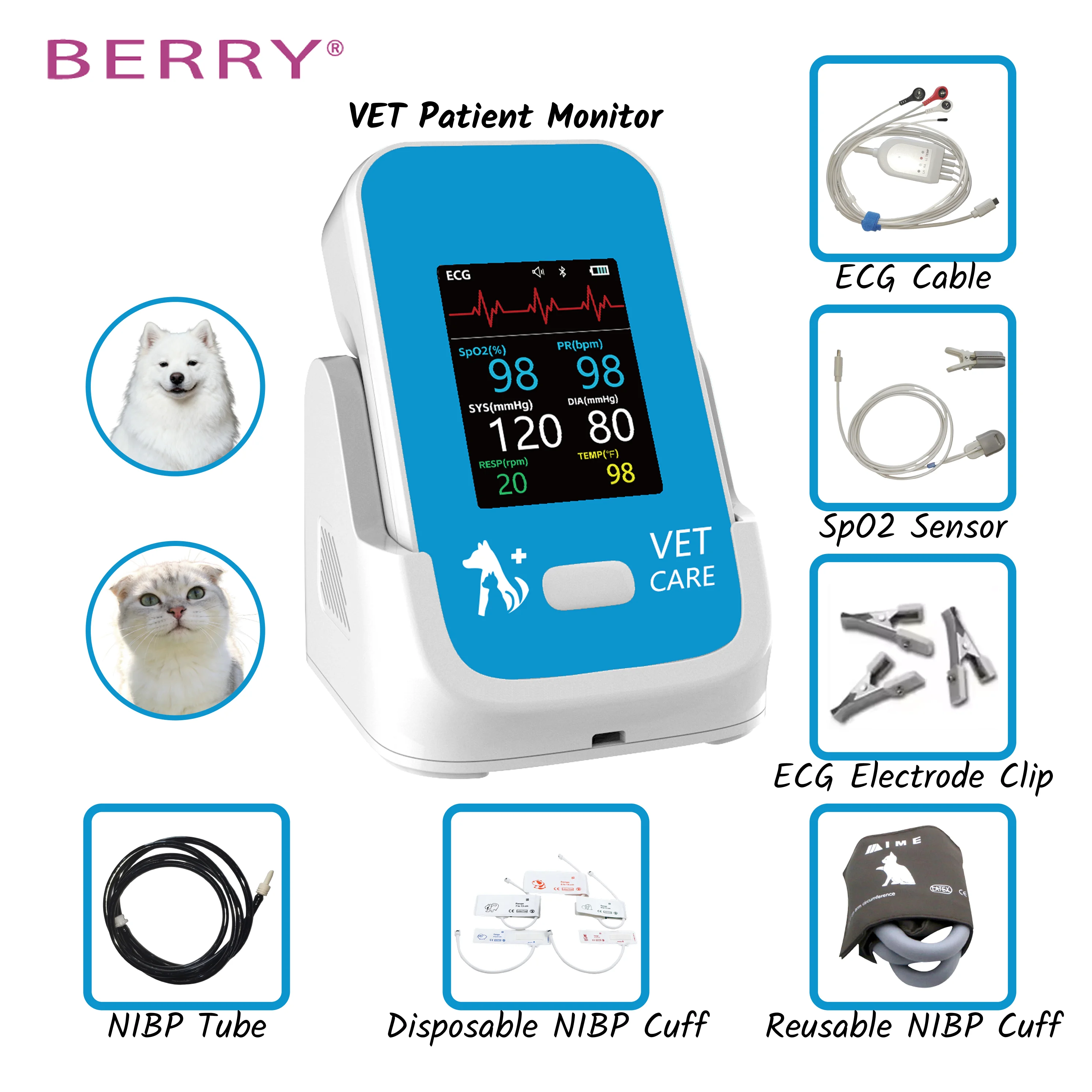 Veterinary Multi-parameter Monitor AM6200 Pet Cat Dog Animal Monitor Blood Pressure Vital Signs 1005006625737638