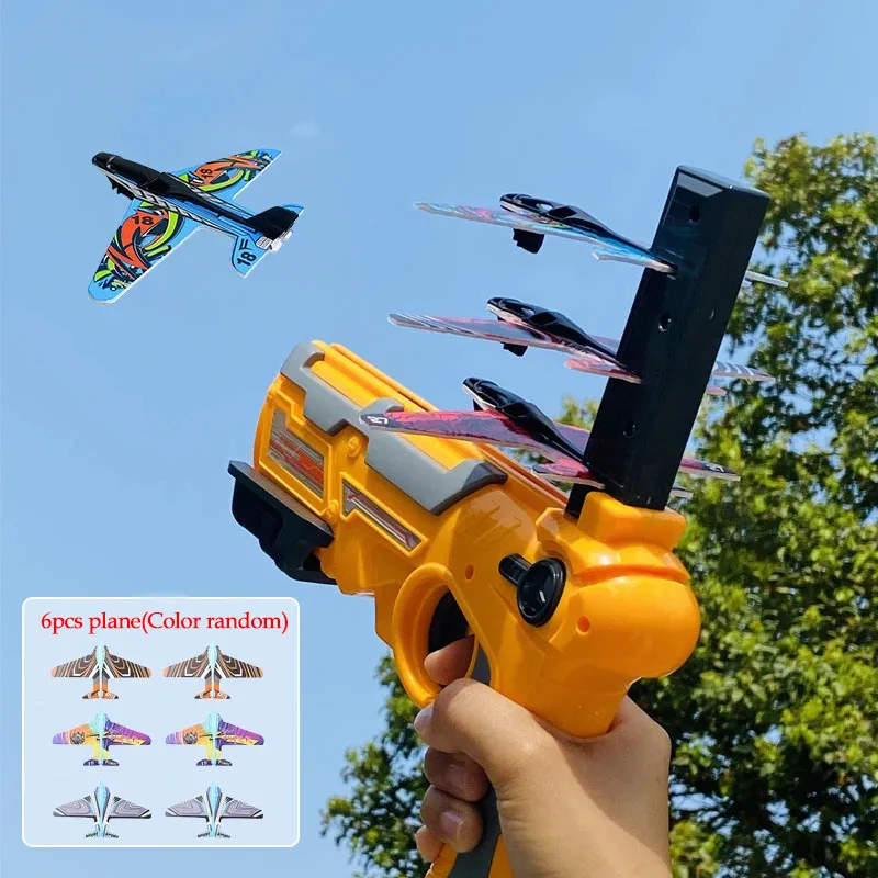 HOT！Airplane Launcher Bubble Catapult With 6 Small Plane Toy Funny Airplane Toys for Kids plane 1005006632284421