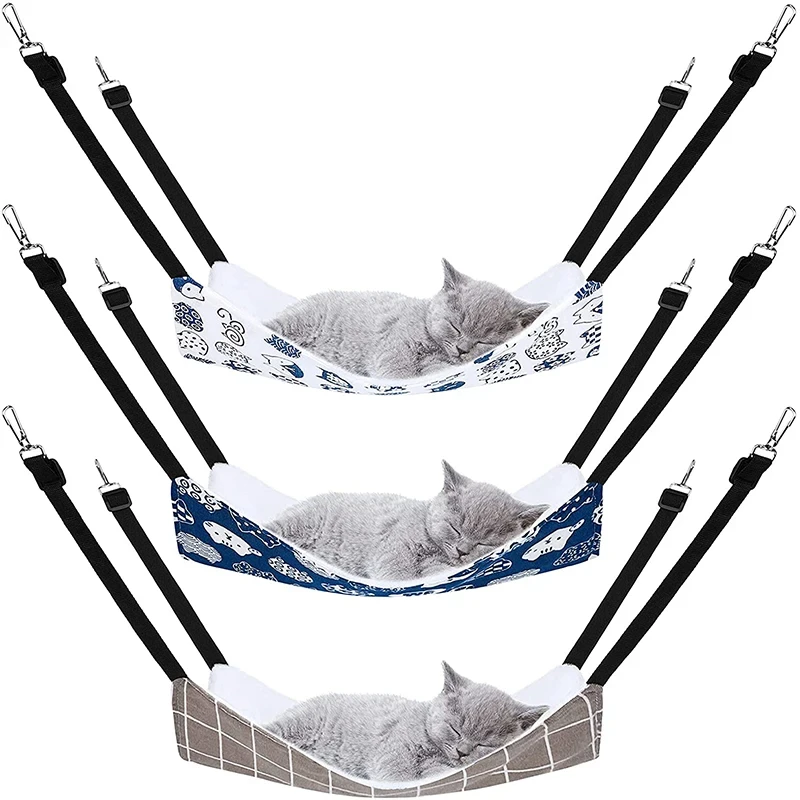 Cat Hanging Hammock with Adjustable Straps Double-Sided Pet Cage Hammock Hanging Bed Resting Sleepy 1005006633744103