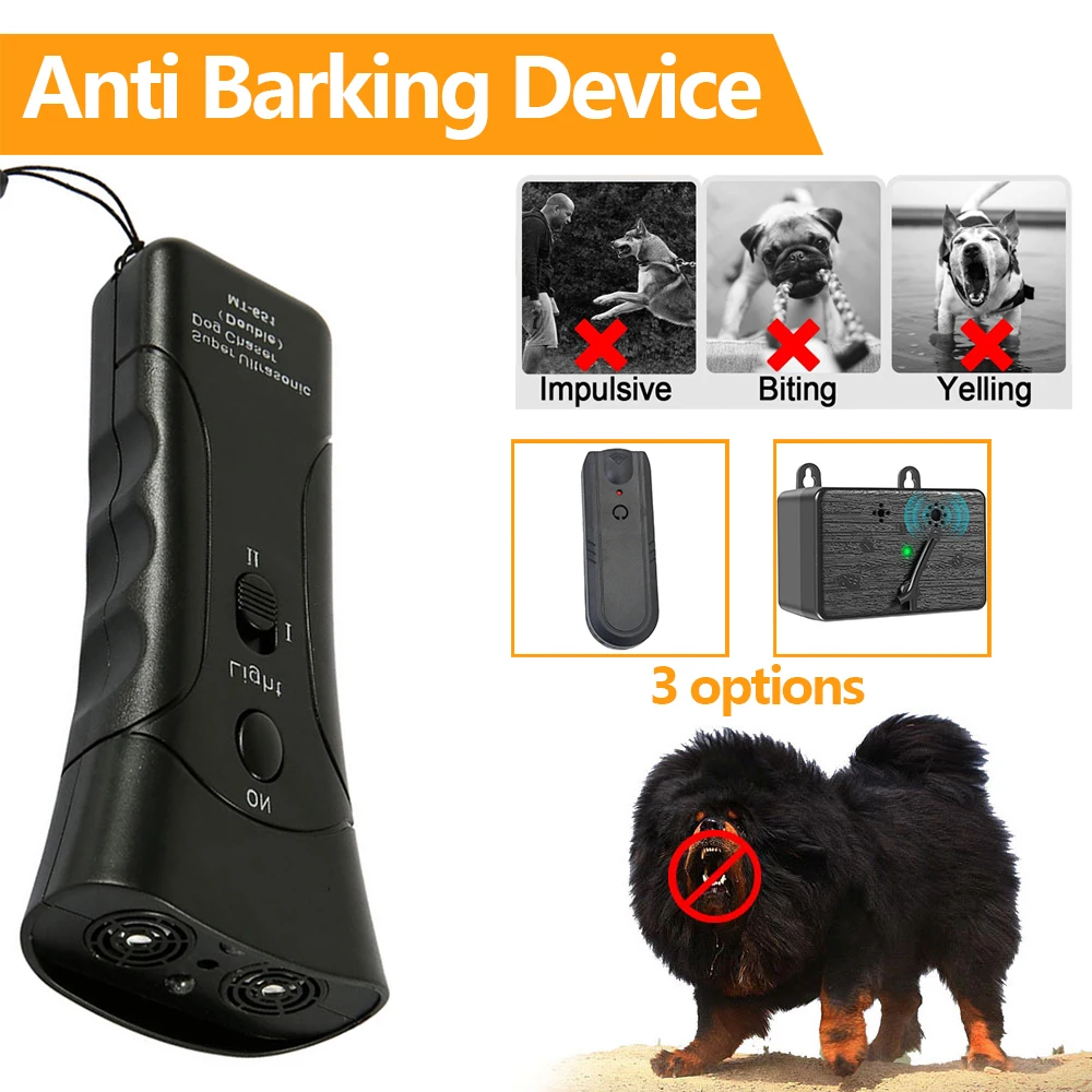 Pet Dog Repeller Anti Dog Barking Device with LED Flashlight Dual Sensor Ultrasonic Bark Control 1005006640747605