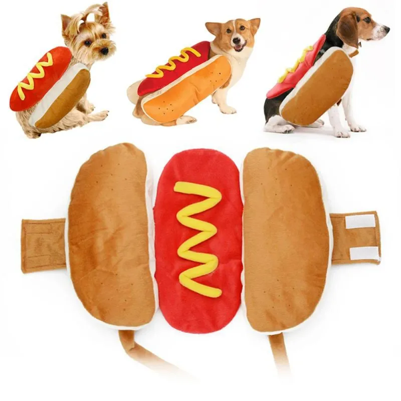 Dog Funny Halloween Costumes Hot Dog Shaped Dachshund Sausage Adjustable Clothes Pet Apparel 1005006641357539