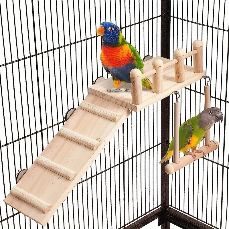 Bird Perches Platform Swing Climbing Ladder Parrot Cage Accessories Wooden Playing Gyms Exercise 1005006645067177