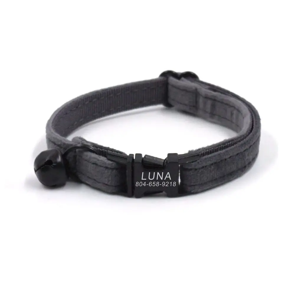 Personalized Cat Collar with Bell, Customized Nameplate, Adjustable ID Metal Buckle 1005006646919169