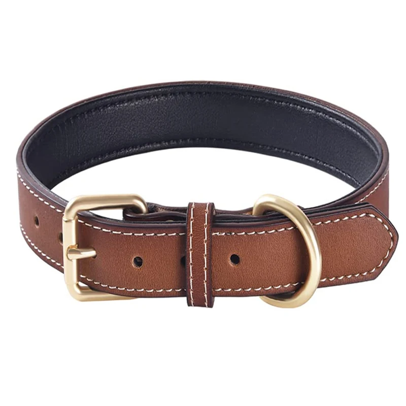 Genuine Leather Padded Dog Collar Comfortable Strong Soft Collars Best for Small Medium and Large 1005006672928516